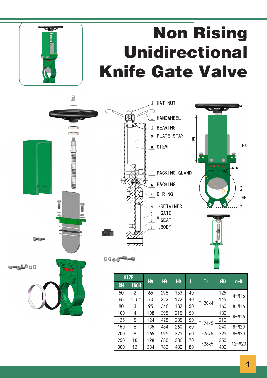 Non-Rising Knife Gate Valve catalog drawing
